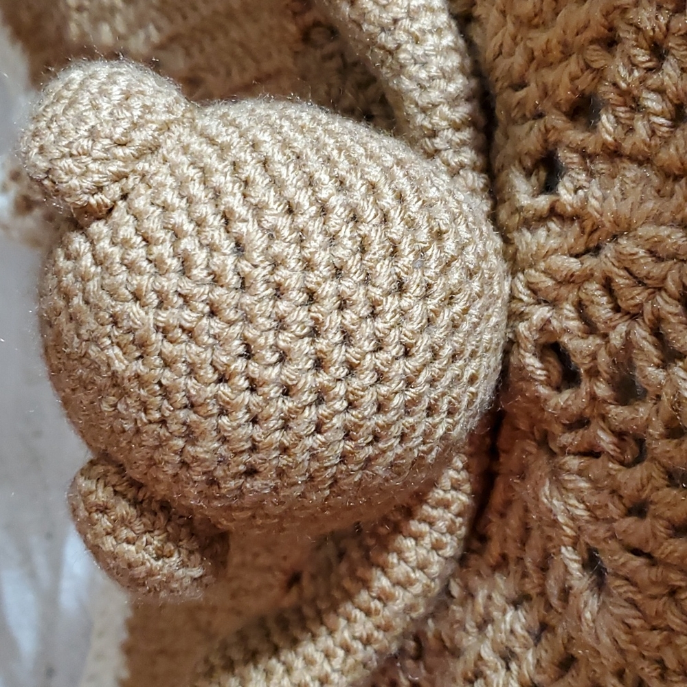 Handmade Knitted 5-Point Star Infant's Teddy Bear Snuggle Blankie-Washable - Picture 5 of 15